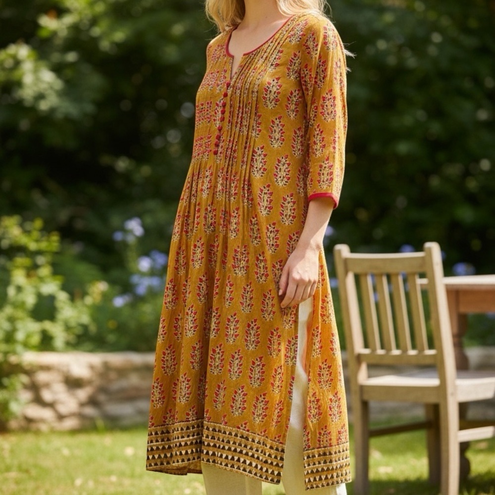 Signature by Sangria Red and Yellow Floral Top